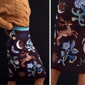 BNWT Anthropologie forest friends sweater skirt size XS